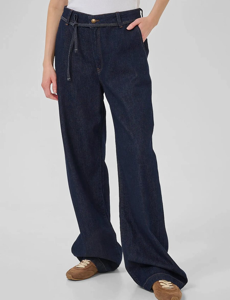 My Essential Wardrobe - MWCleo 143 Mid Wide - hosen mit weitem bein - dark blue un-wash - 0