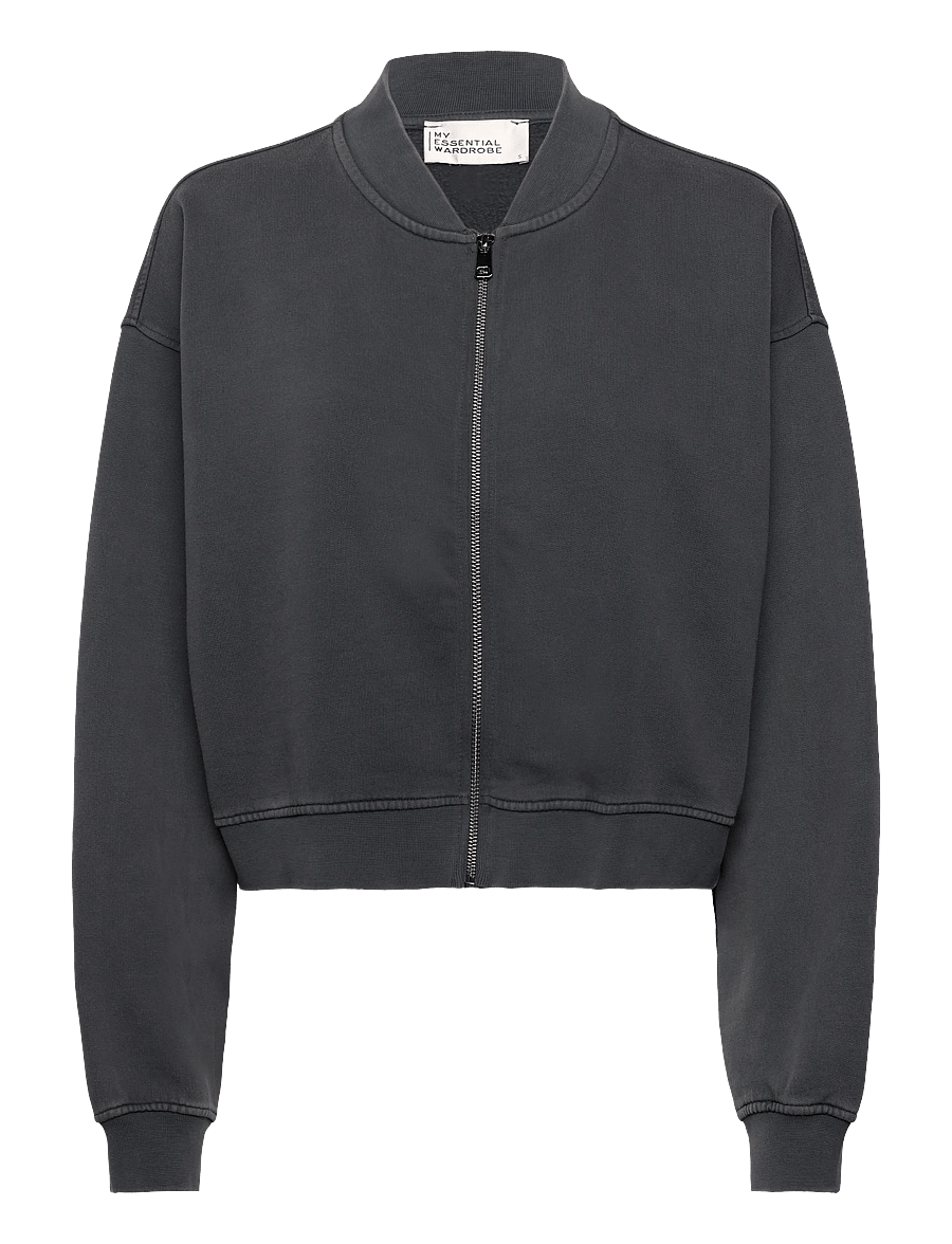 My Essential Wardrobe - MetaMW Short Sweat Jacket - light jackets - dark grey random wash - 1