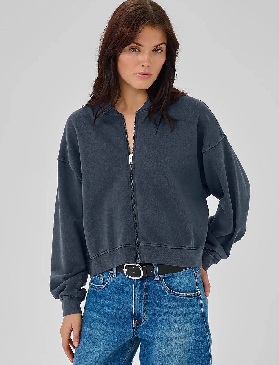 My Essential Wardrobe - MetaMW Short Sweat Jacket - light jackets - dark grey random wash - 0