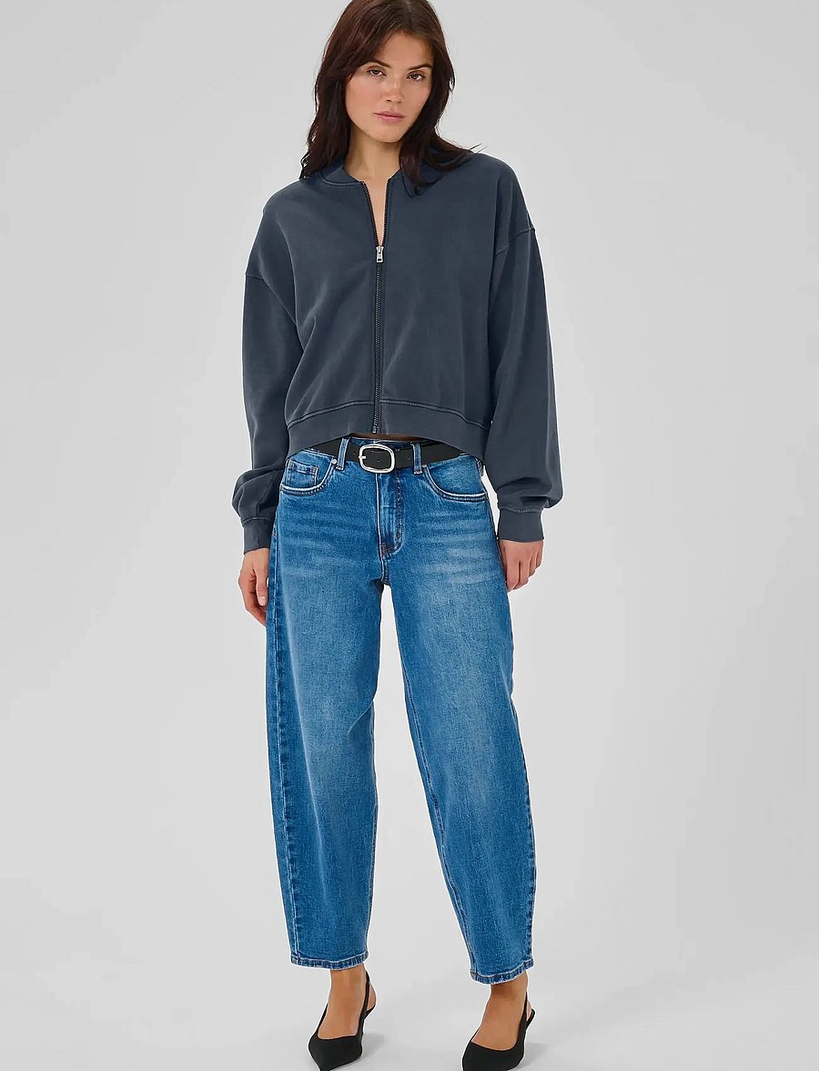 My Essential Wardrobe - MetaMW Short Sweat Jacket - light jackets - dark grey random wash - 3