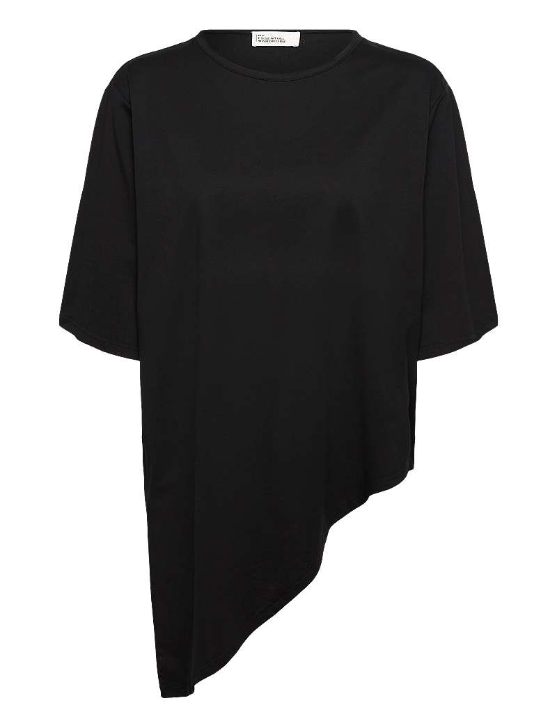 My Essential Wardrobe - LeaMW Asymetric Tee - langärmlige tops - black - 0