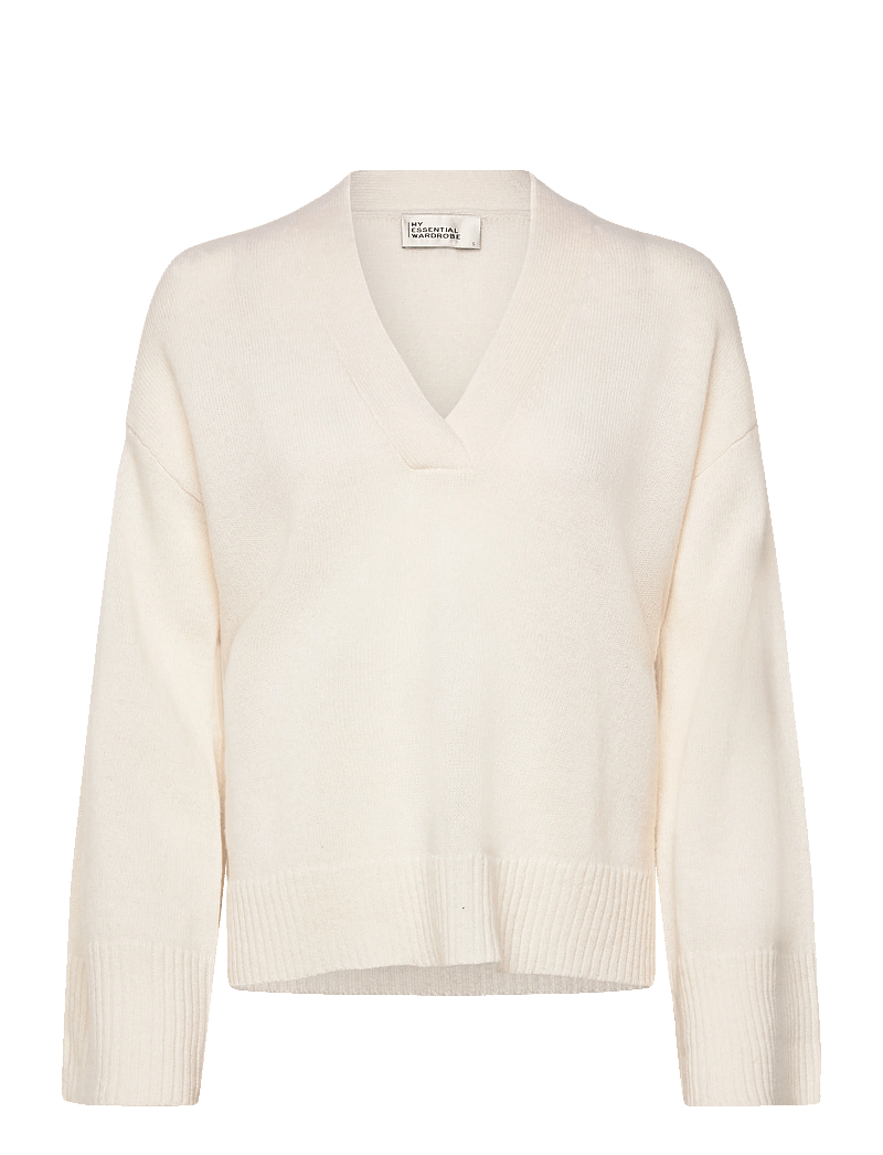 My Essential Wardrobe - HuxiMW V-Neck Pullover - striktrøjer - snow white - 0