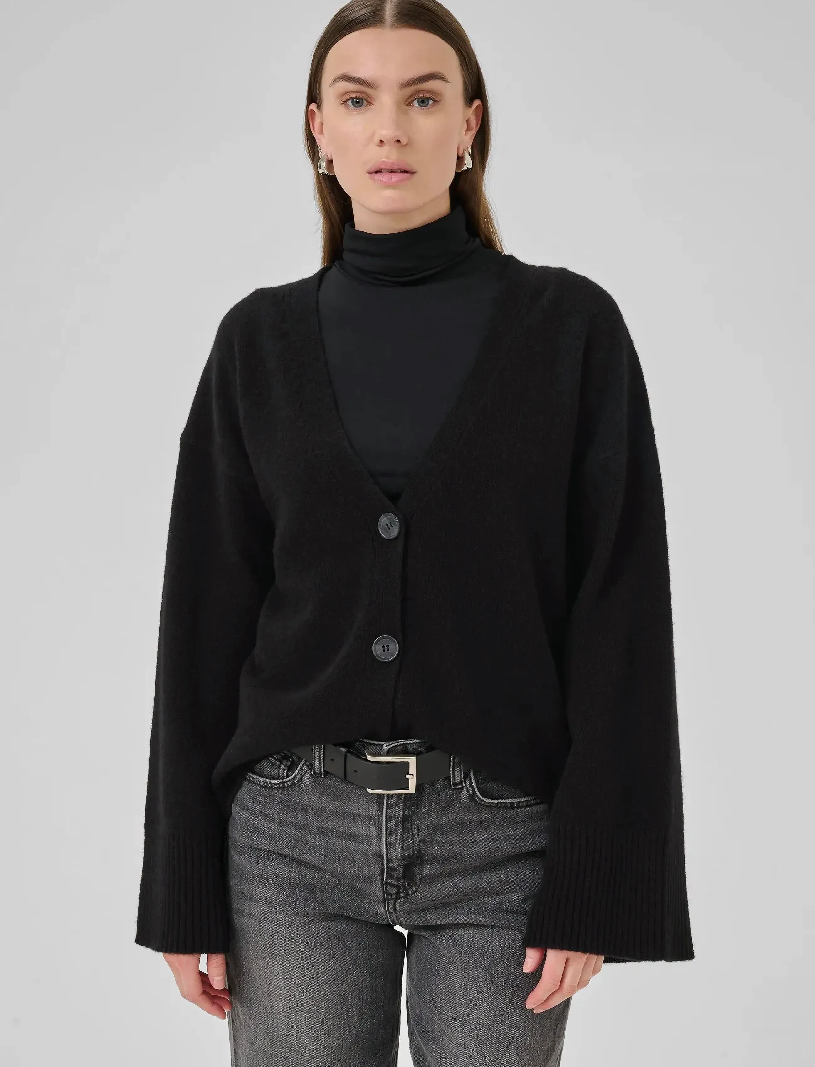 My Essential Wardrobe Huximw Knit Cardigan, S, Black, Strik > Cardigans, Dame