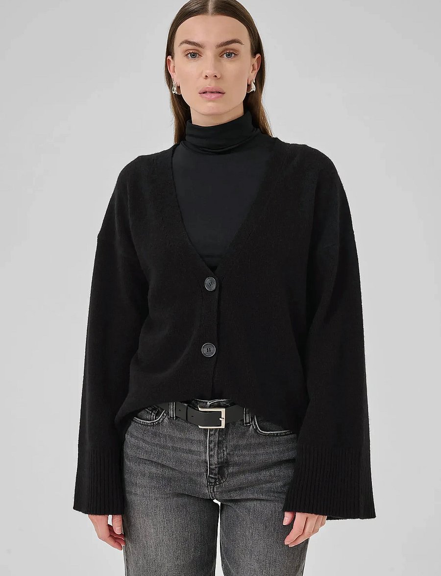 My Essential Wardrobe - HuxiMW Knit Cardigan - cardigans - black - 0