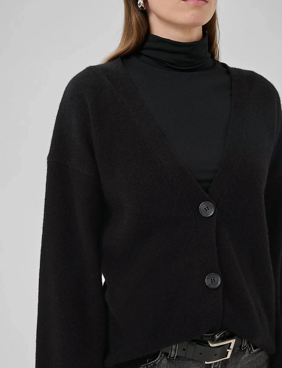 My Essential Wardrobe - HuxiMW Knit Cardigan - cardigans - black - 5