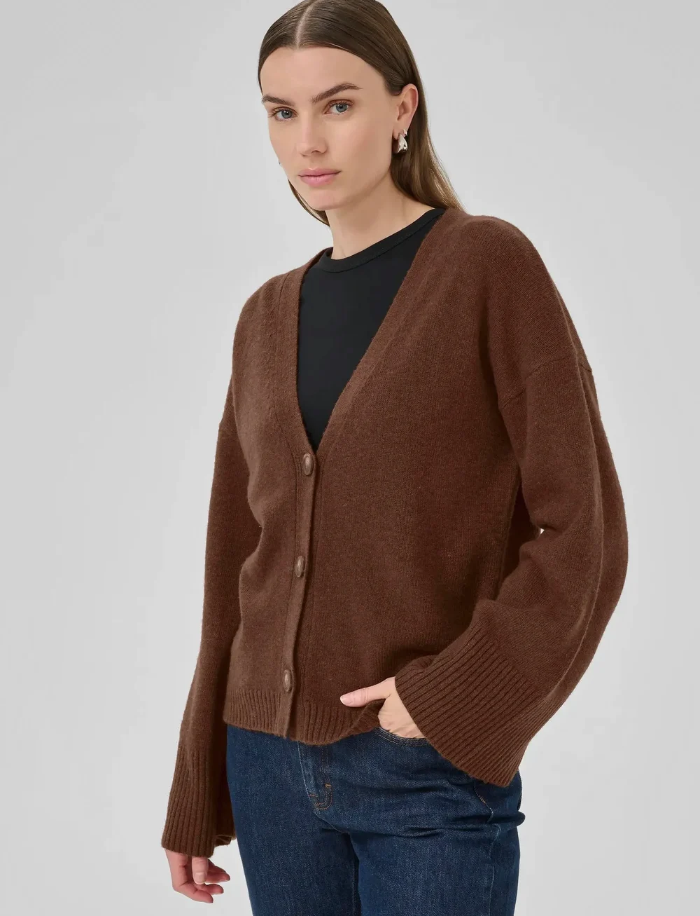 My Essential Wardrobe - HuxiMW Knit Cardigan - koftor - tobacco brown - 0