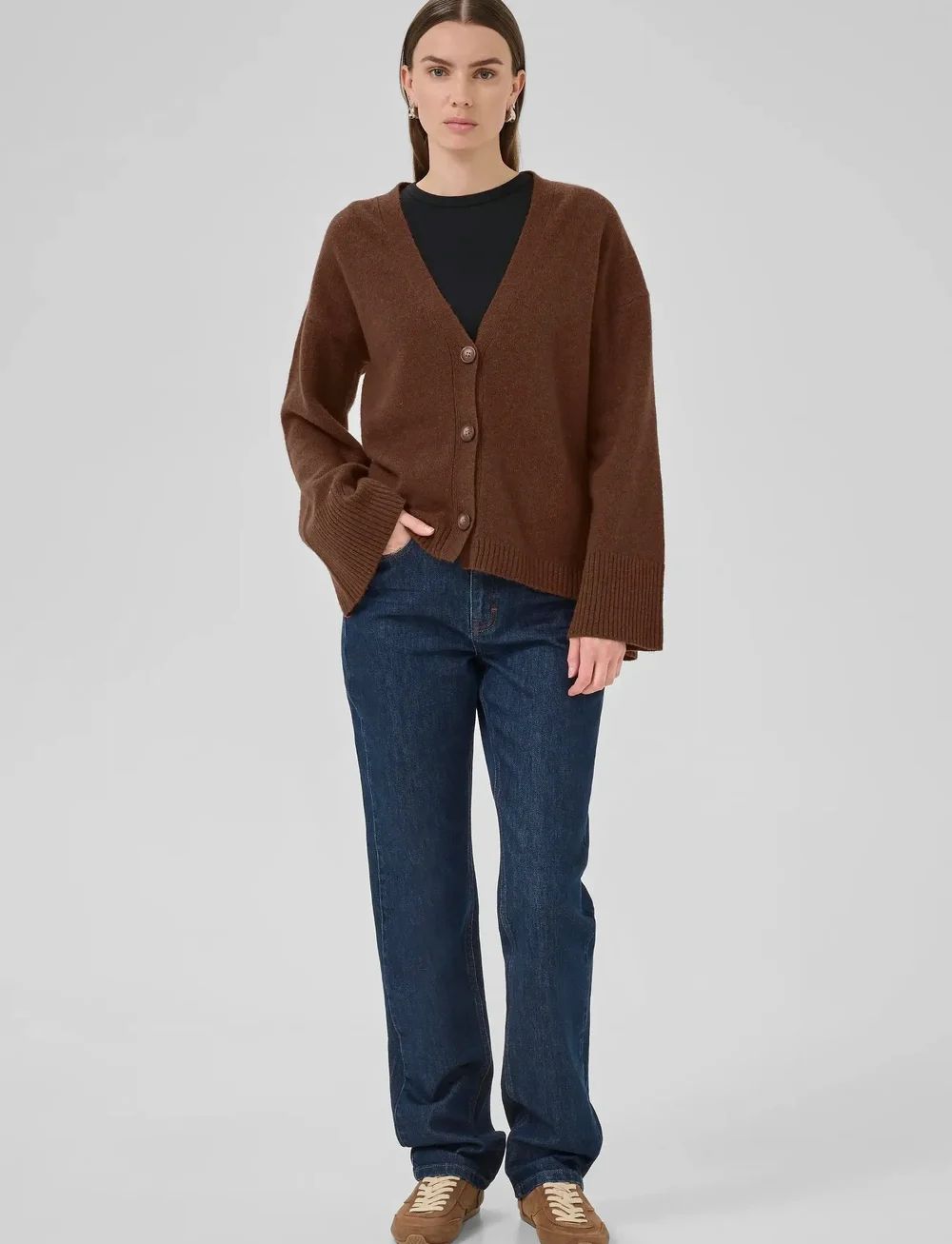 My Essential Wardrobe - HuxiMW Knit Cardigan - koftor - tobacco brown - 3