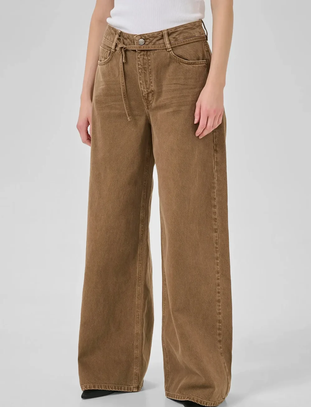 My Essential Wardrobe - MWKaro 175 Mid X-Wide - hosen mit weitem bein - tobacco brown washed - 0