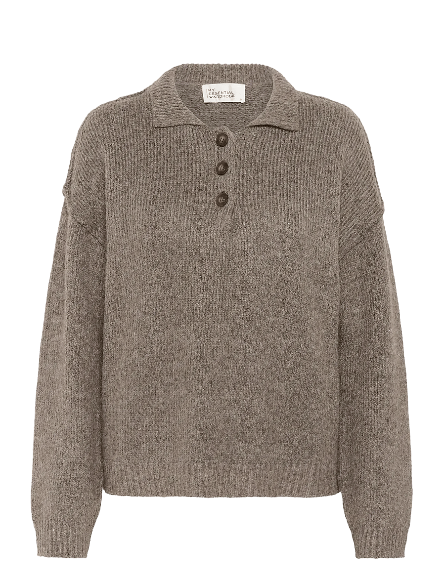 My Essential Wardrobe - PalomaMW Polo Pullover - striktrøjer - brown melange - 1