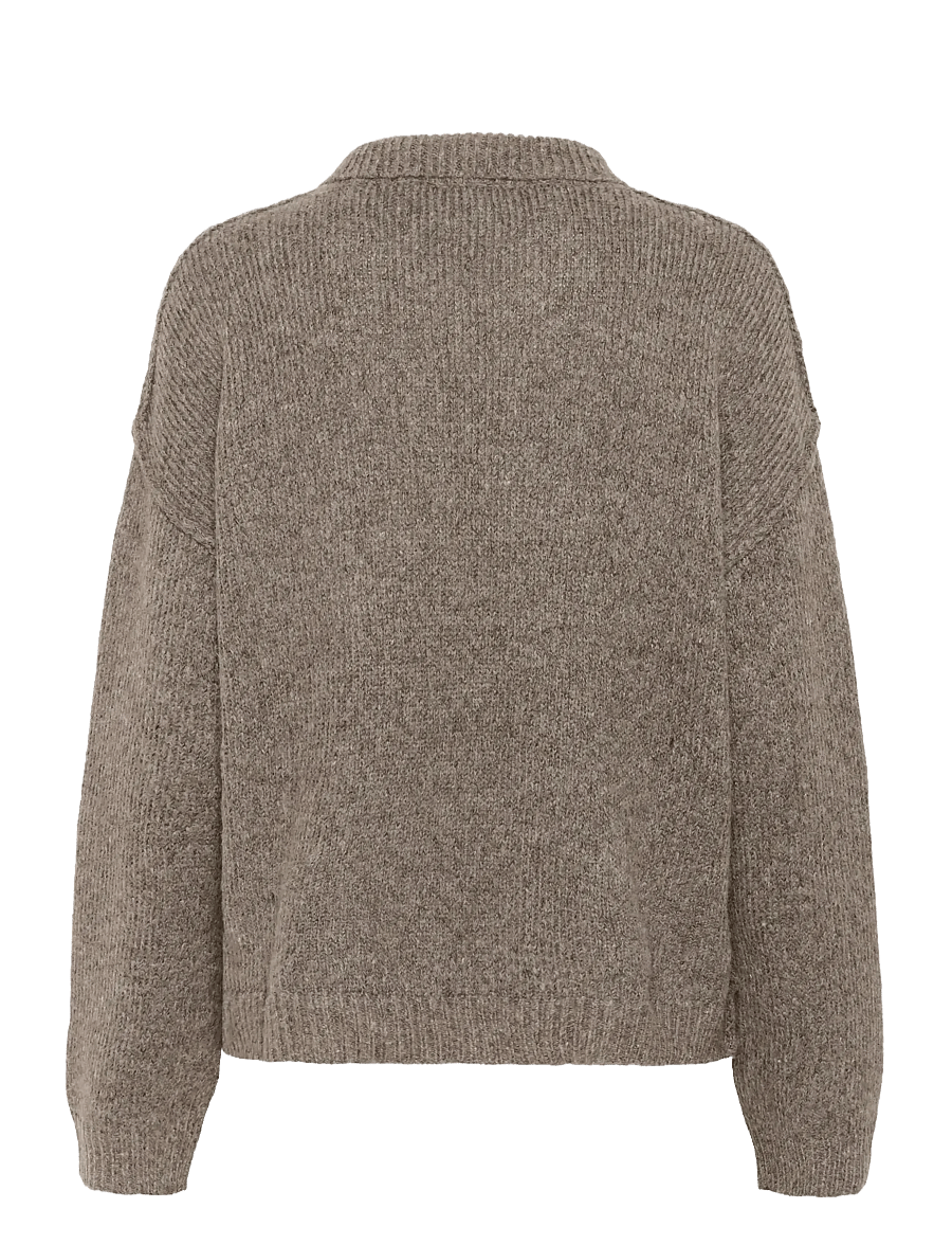 My Essential Wardrobe - PalomaMW Polo Pullover - striktrøjer - brown melange - 2