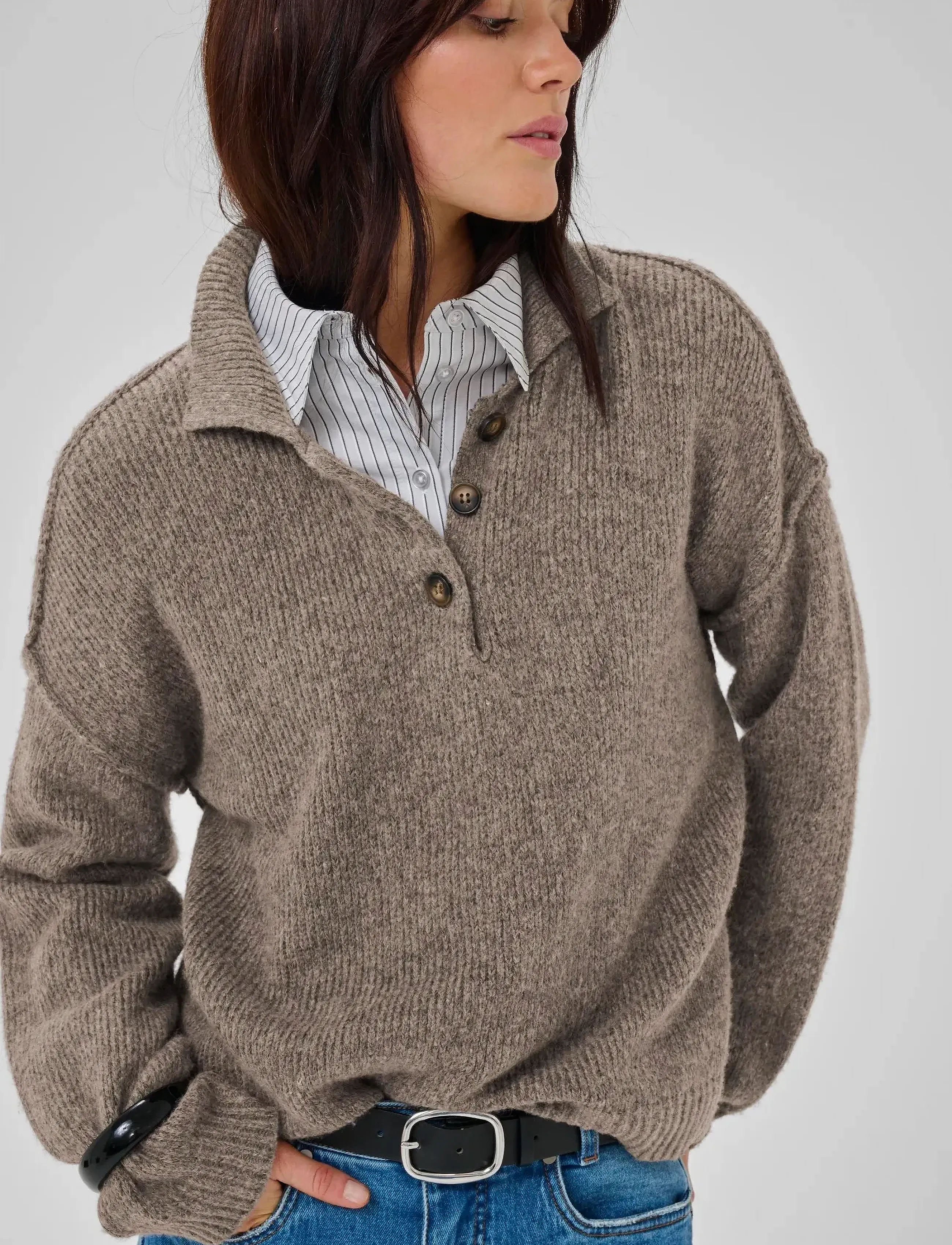 My Essential Wardrobe - PalomaMW Polo Pullover - trøjer - brown melange - 5