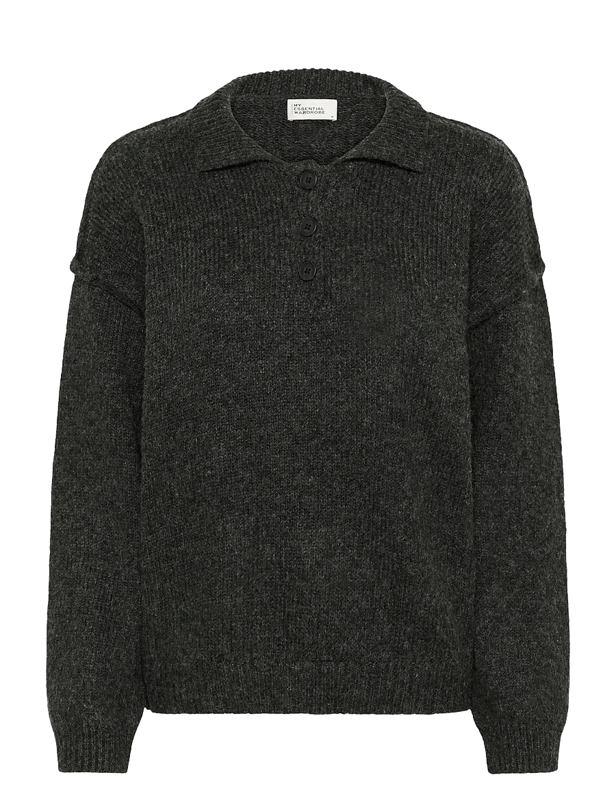My Essential Wardrobe - PalomaMW Polo Pullover - striktrøjer - dark grey melange - 1