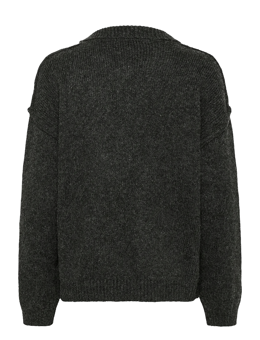 My Essential Wardrobe - PalomaMW Polo Pullover - striktrøjer - dark grey melange - 2