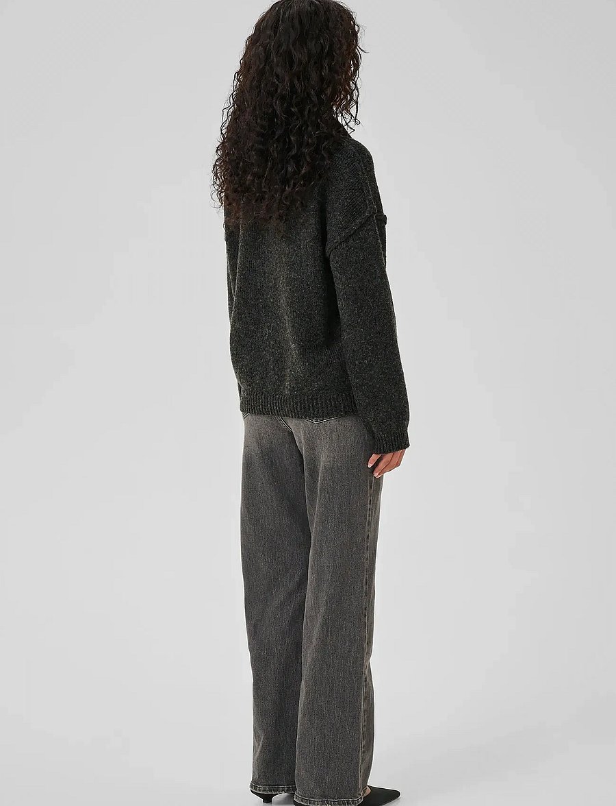 My Essential Wardrobe - PalomaMW Polo Pullover - striktrøjer - dark grey melange - 4