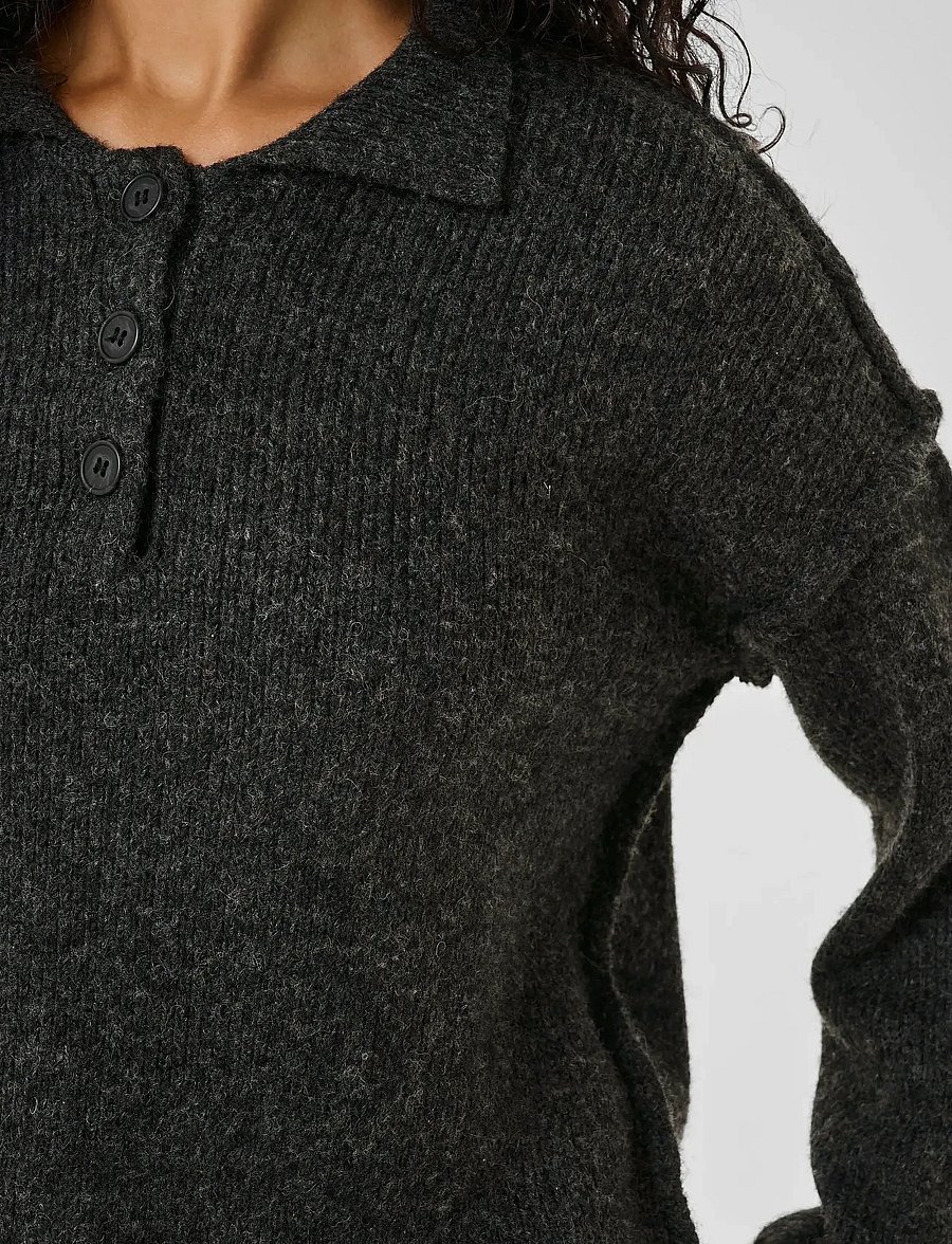 My Essential Wardrobe - PalomaMW Polo Pullover - striktrøjer - dark grey melange - 5
