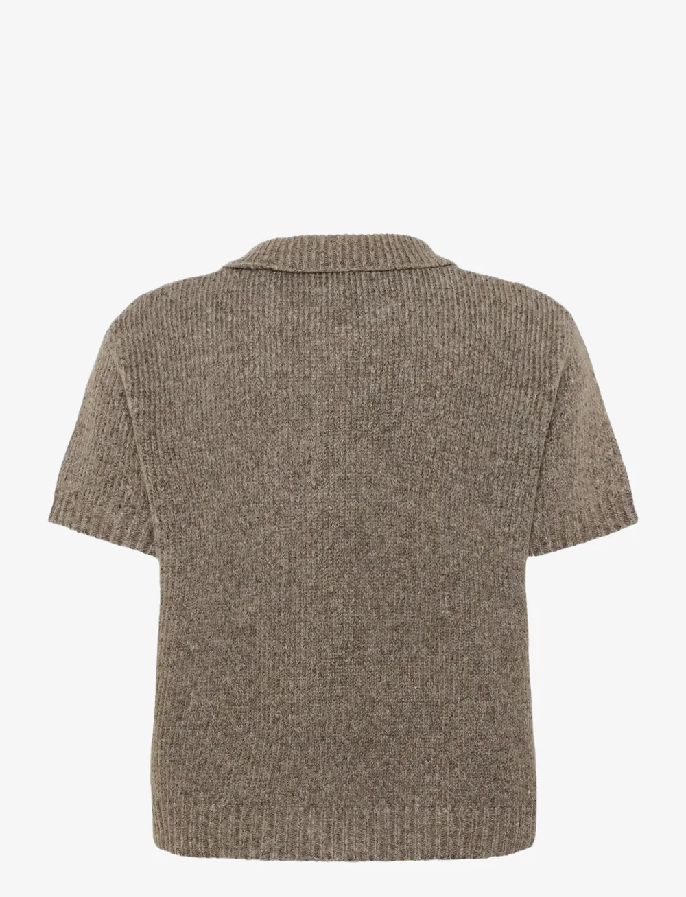 My Essential Wardrobe - PalomaMW Knit Polo SS - stickade tröjor - brown melange - 2