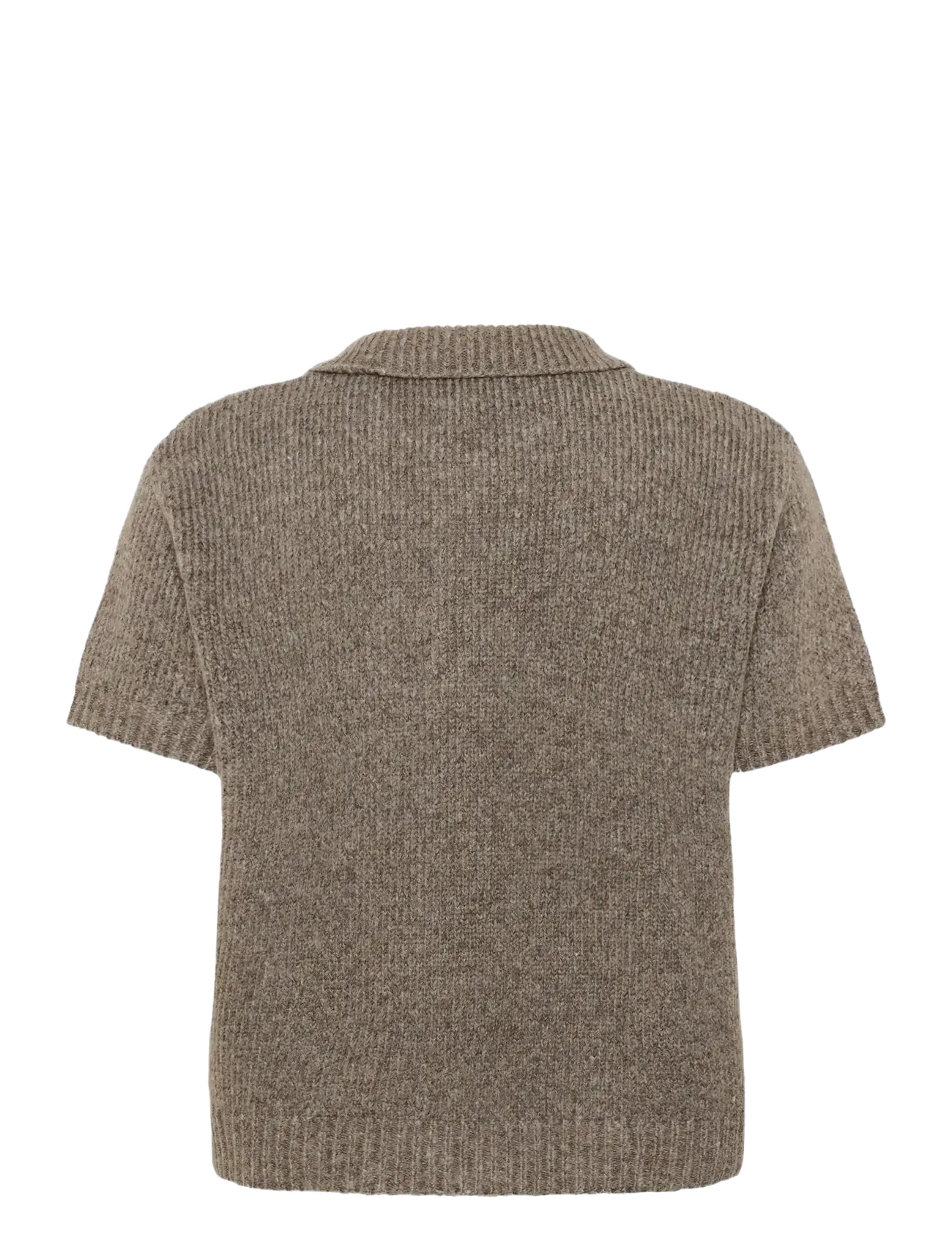 My Essential Wardrobe - PalomaMW Knit Polo SS - striktrøjer - brown melange - 2