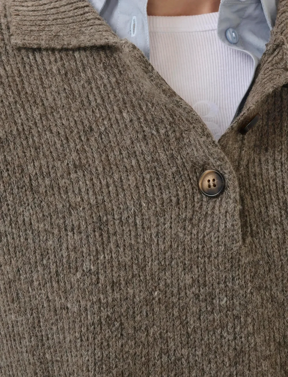 My Essential Wardrobe - PalomaMW Knit Polo SS - stickade tröjor - brown melange - 5