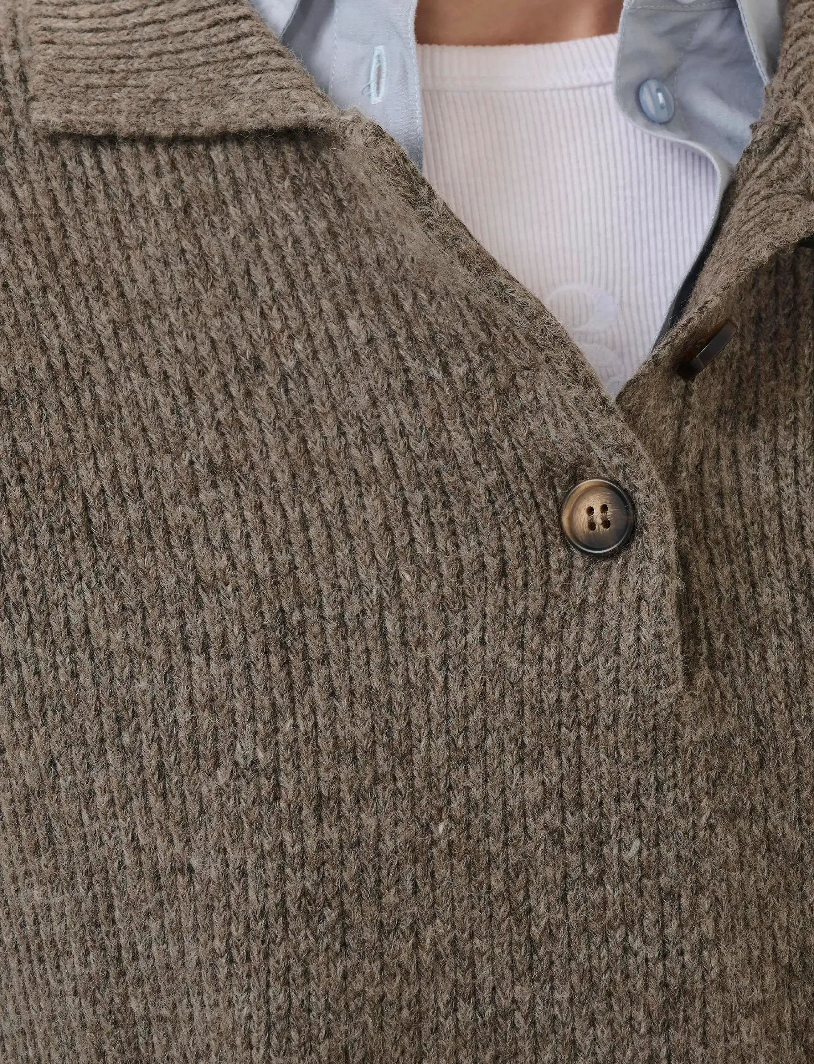 My Essential Wardrobe - PalomaMW Knit Polo SS - striktrøjer - brown melange - 5