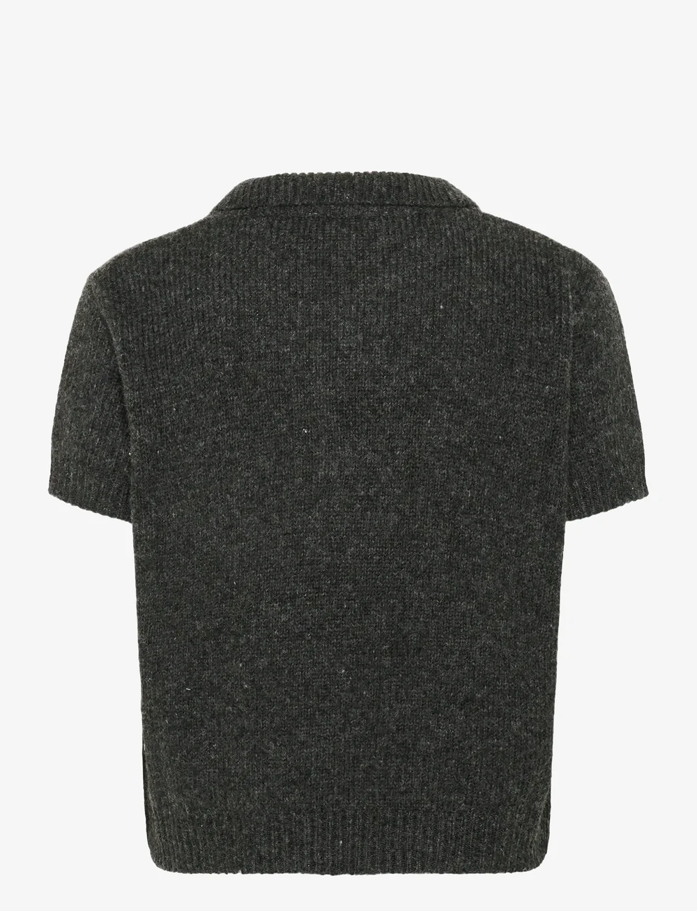 My Essential Wardrobe - PalomaMW Knit Polo SS - sviitrid - dark grey melange - 2