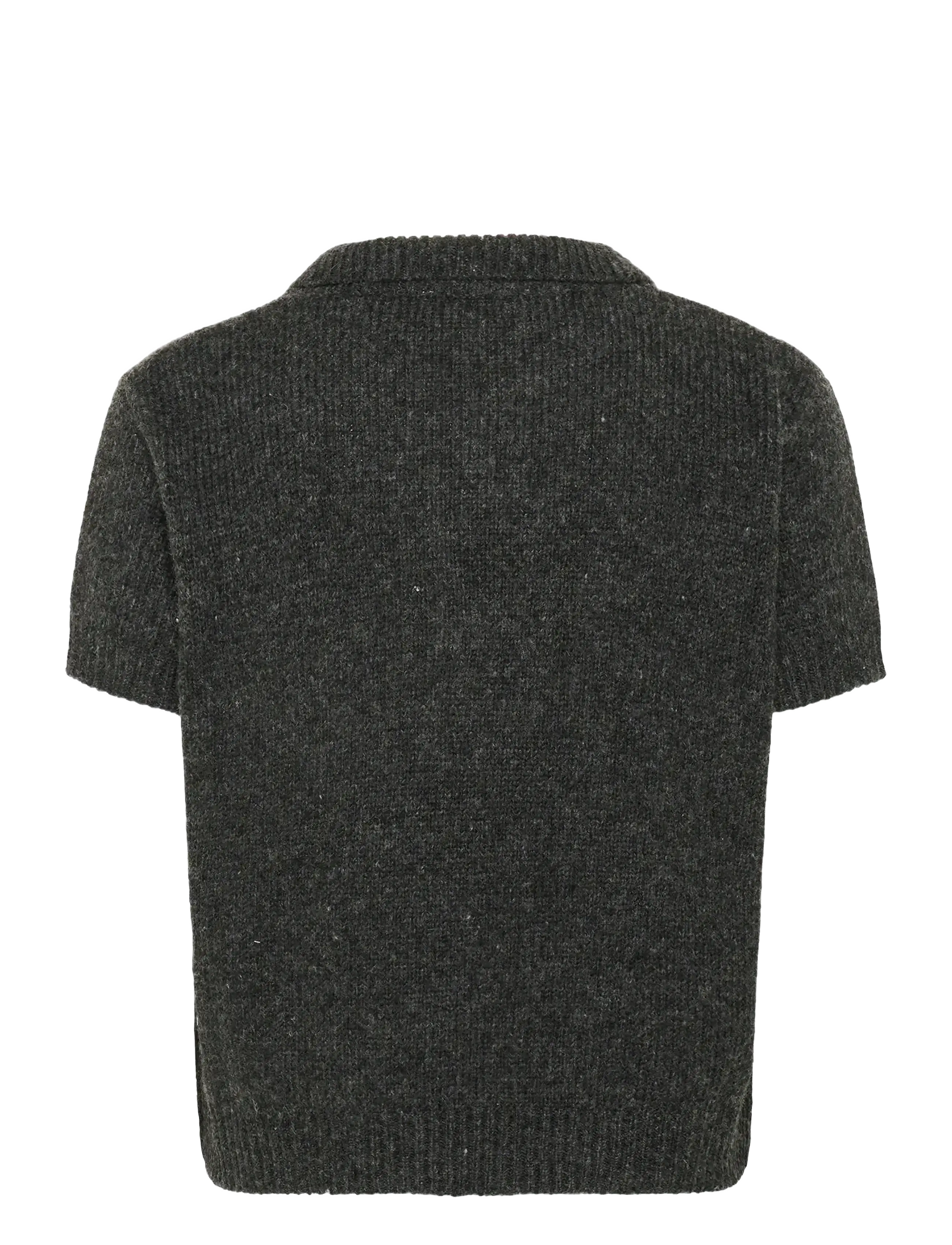 My Essential Wardrobe - PalomaMW Knit Polo SS - sviitrid - dark grey melange - 2