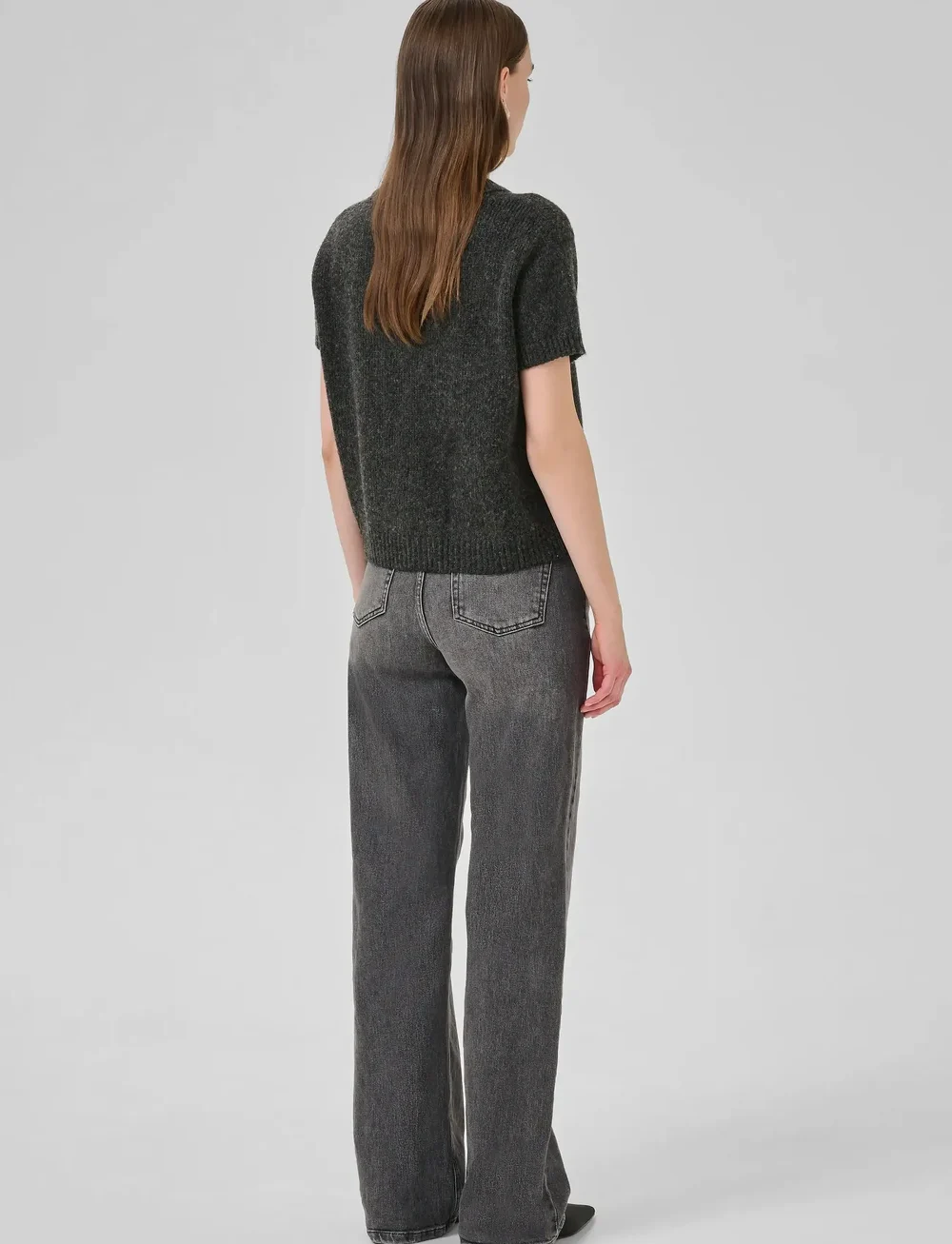 My Essential Wardrobe - PalomaMW Knit Polo SS - sviitrid - dark grey melange - 4