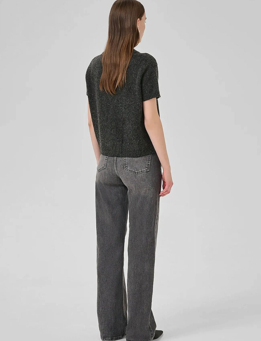 My Essential Wardrobe - PalomaMW Knit Polo SS - sviitrid - dark grey melange - 4