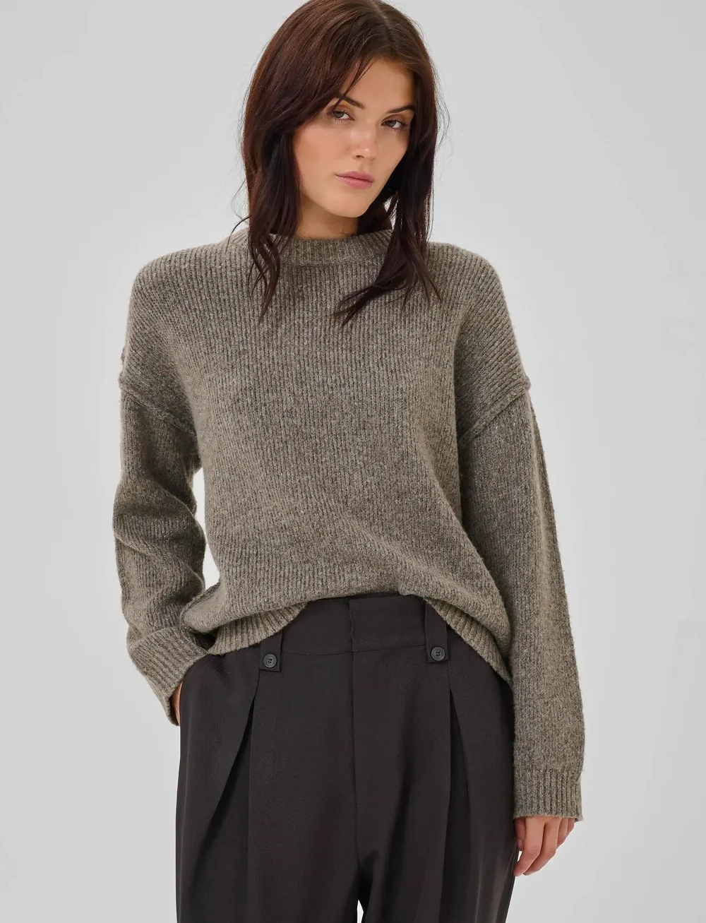 My Essential Wardrobe - PalomaMW Knit Pullover - swetry - brown melange - 0
