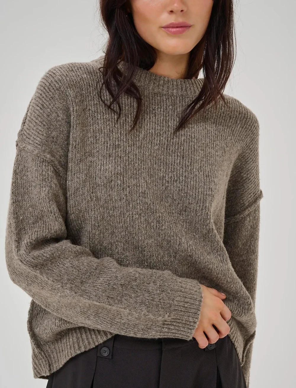 My Essential Wardrobe - PalomaMW Knit Pullover - swetry - brown melange - 5