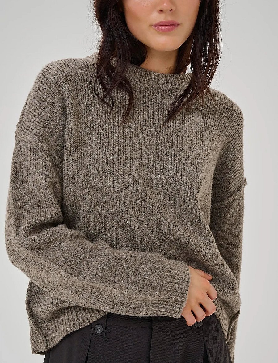 My Essential Wardrobe - PalomaMW Knit Pullover - kampsunid - brown melange - 5