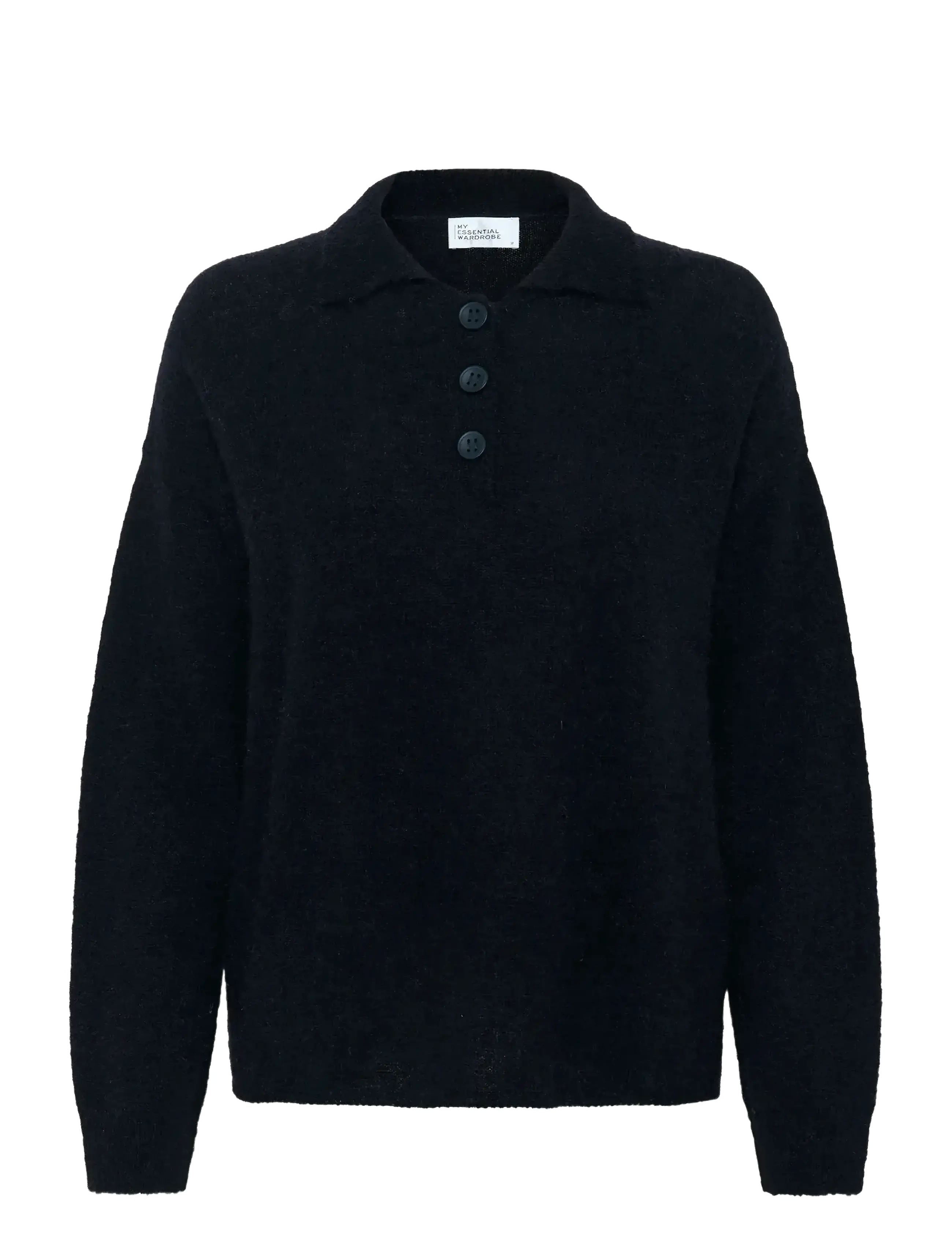MY ESSENTIAL WARDROBE Sivamw Knit Polo Pullover Schwarz - L - Damen