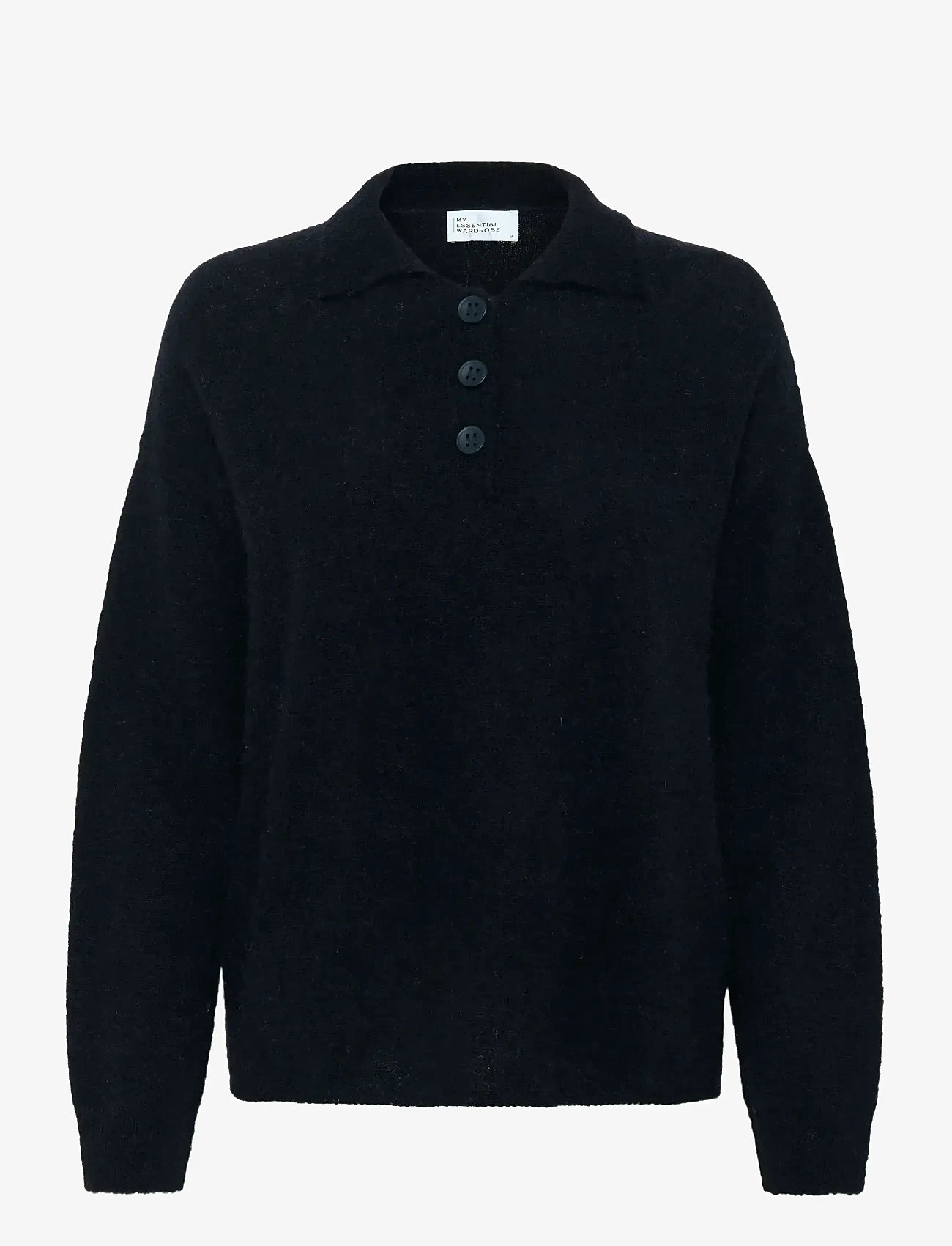 My Essential Wardrobe - SivaMW Knit Polo Pullover - pullover - black - 1