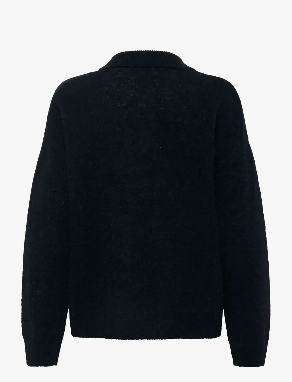 My Essential Wardrobe - SivaMW Knit Polo Pullover - stickade tröjor - black - 2