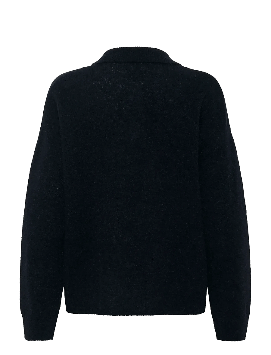 My Essential Wardrobe - SivaMW Knit Polo Pullover - jumpers - black - 2