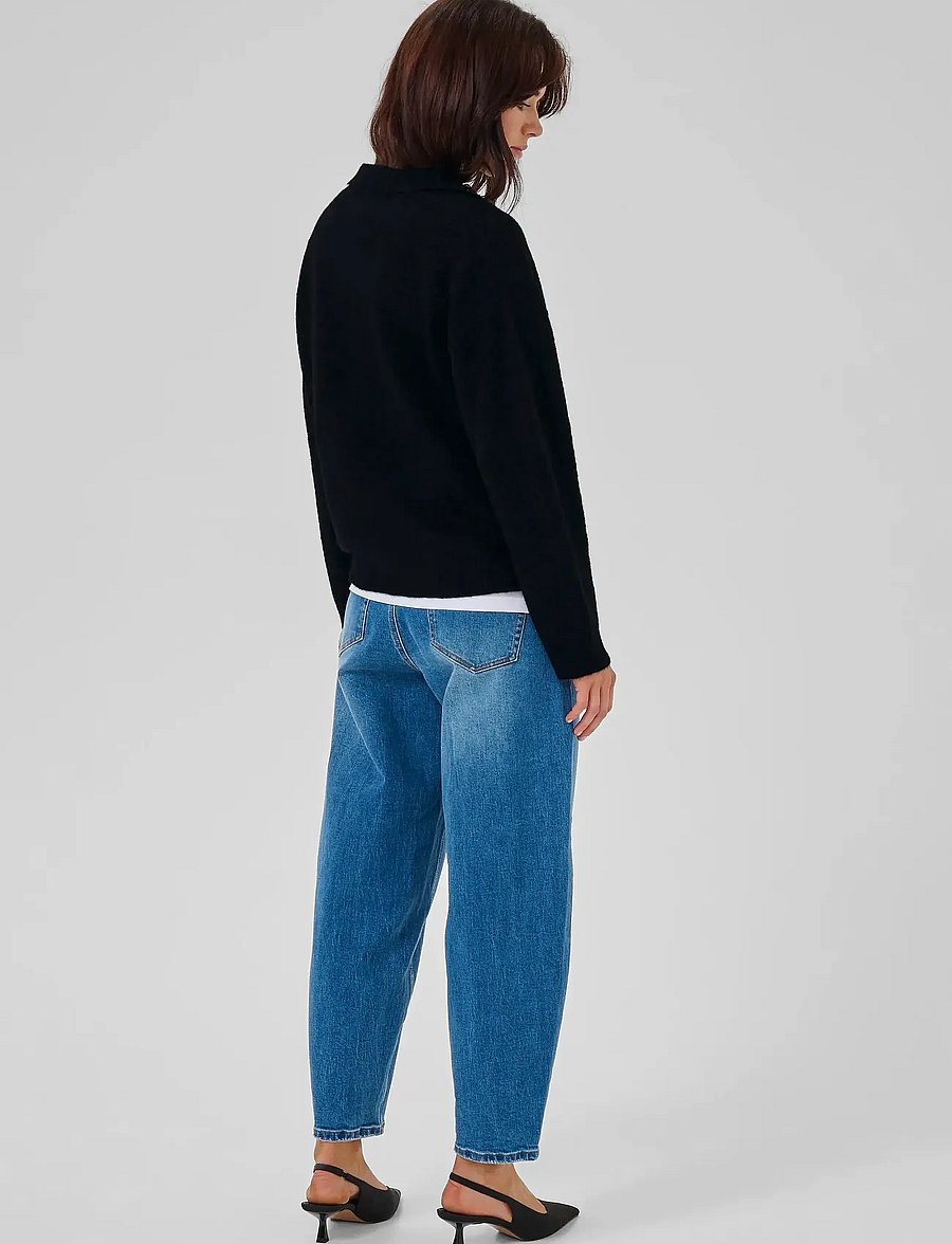My Essential Wardrobe - SivaMW Knit Polo Pullover - jumpers - black - 4