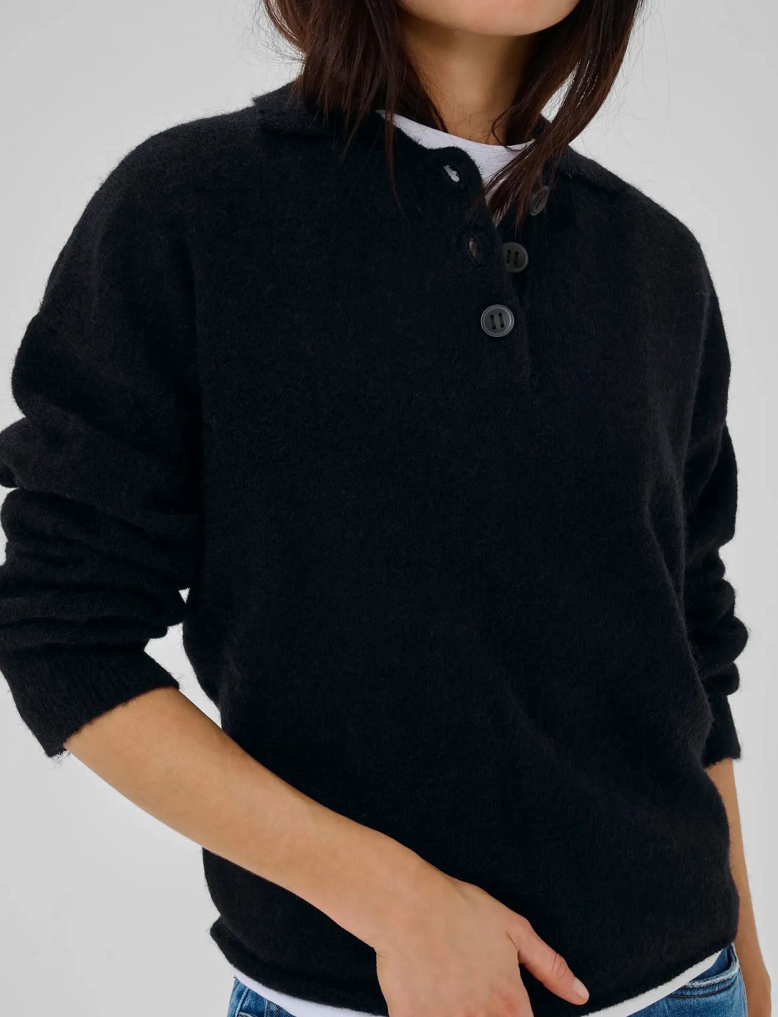 My Essential Wardrobe - SivaMW Knit Polo Pullover - pullover - black - 5