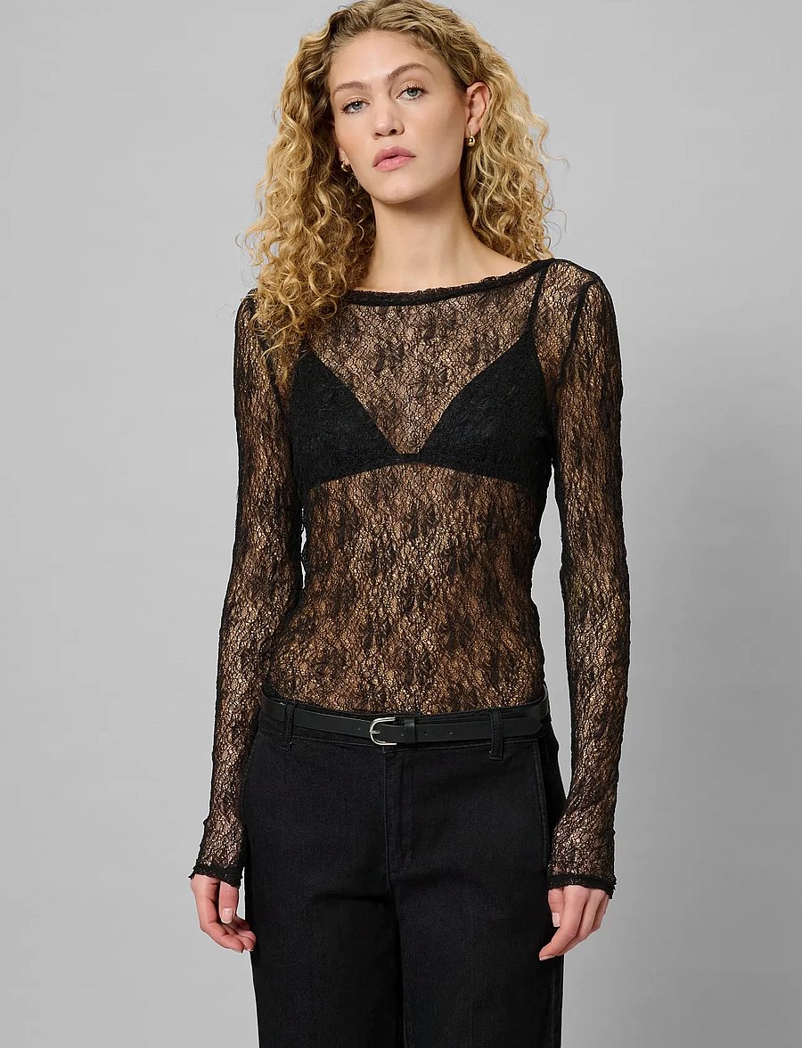 My Essential Wardrobe - MWRita Boatneck LS Blouse - long-sleeved tops - black - 0