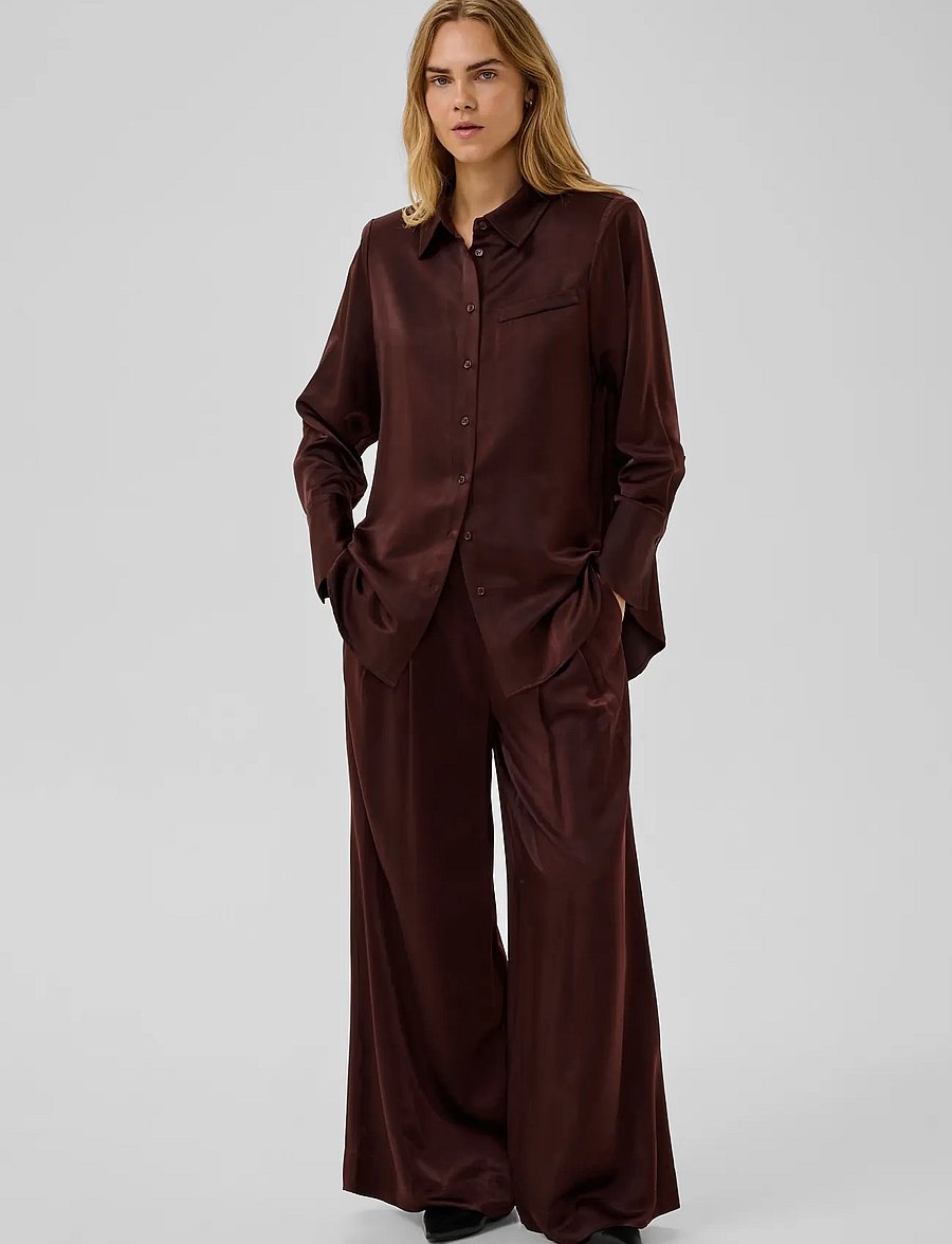 My Essential Wardrobe - MWEstelle Wide pant - hosen mit weitem bein - chocolate plum - 3