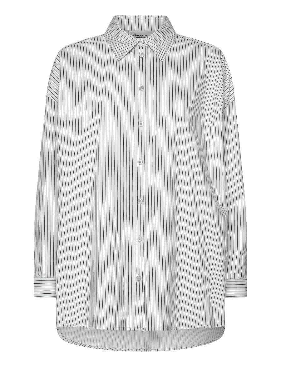 My Essential Wardrobe - JeanMW Boxy Shirt - langærmede skjorter - pearlblue stiped - 0