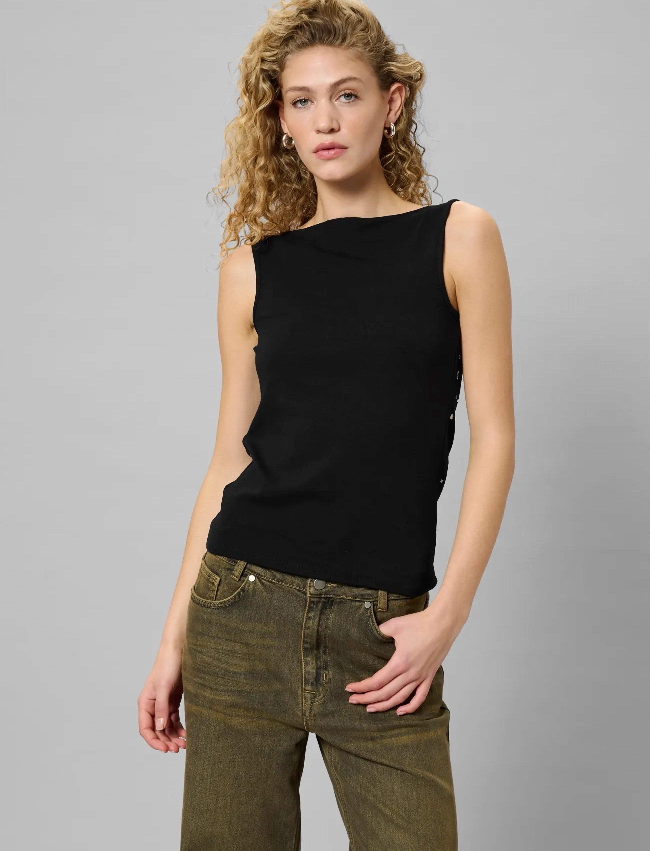 My Essential Wardrobe Mwgiggo Waterfall Top, L, Black, T-Shirts & Toppe > Uden Ærmer, Dame