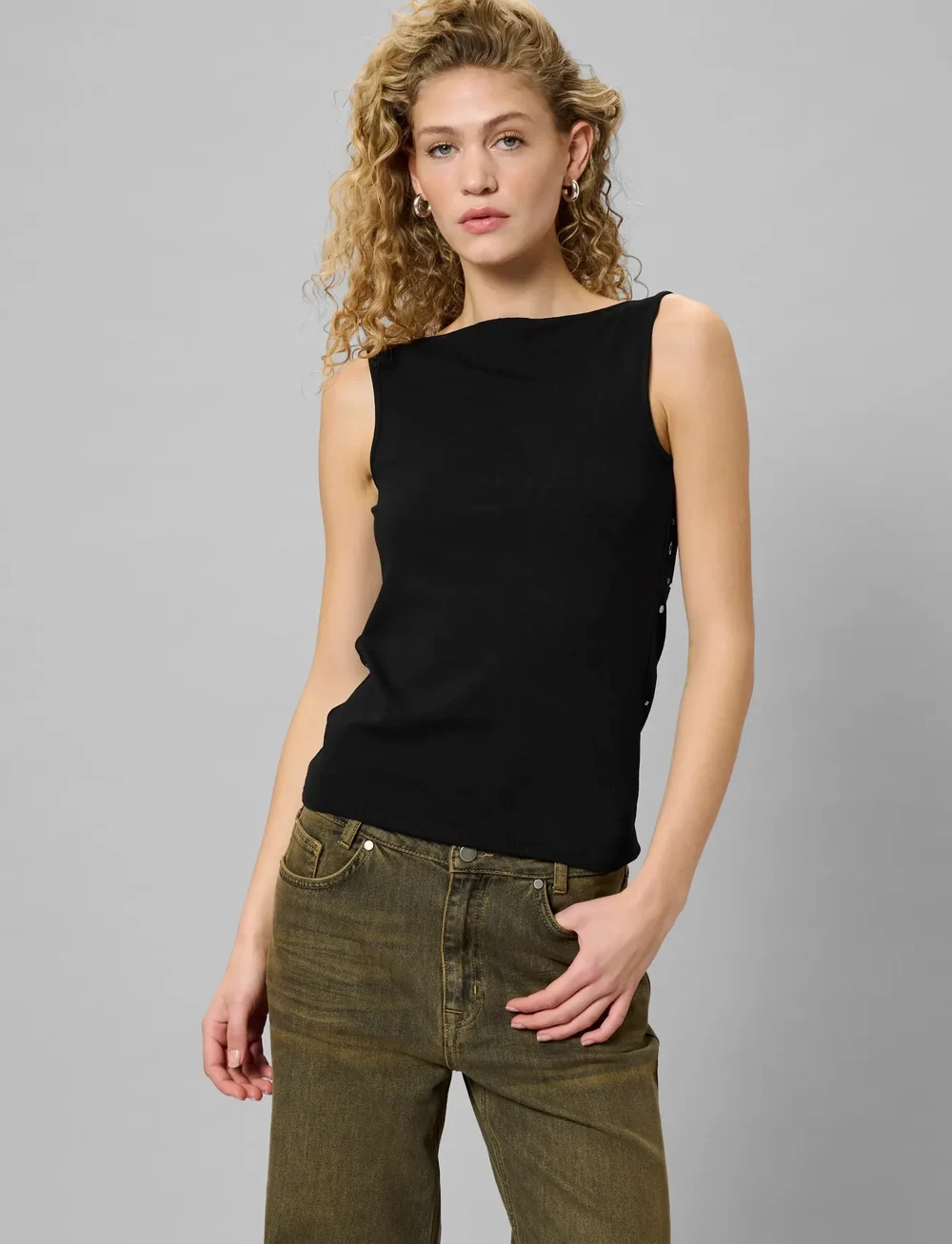 My Essential Wardrobe - MWGiggo waterfall top - linnen - black - 0