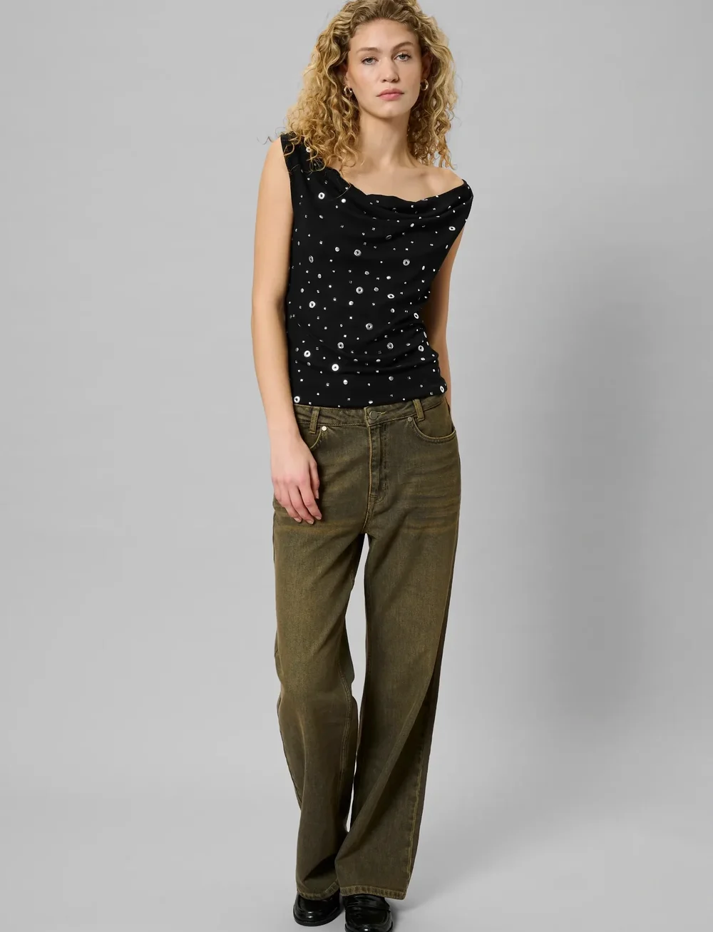 My Essential Wardrobe - MWGiggo waterfall top - linnen - black - 3