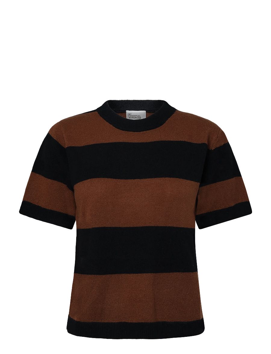 My Essential Wardrobe - MWJola Knit Pullover SS - stickade tröjor - bison w. black stripe - 0