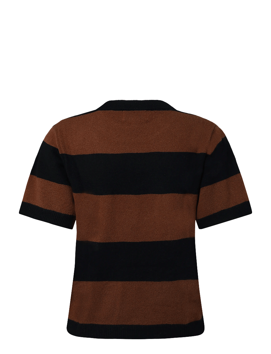 My Essential Wardrobe - MWJola Knit Pullover SS - stickade tröjor - bison w. black stripe - 1
