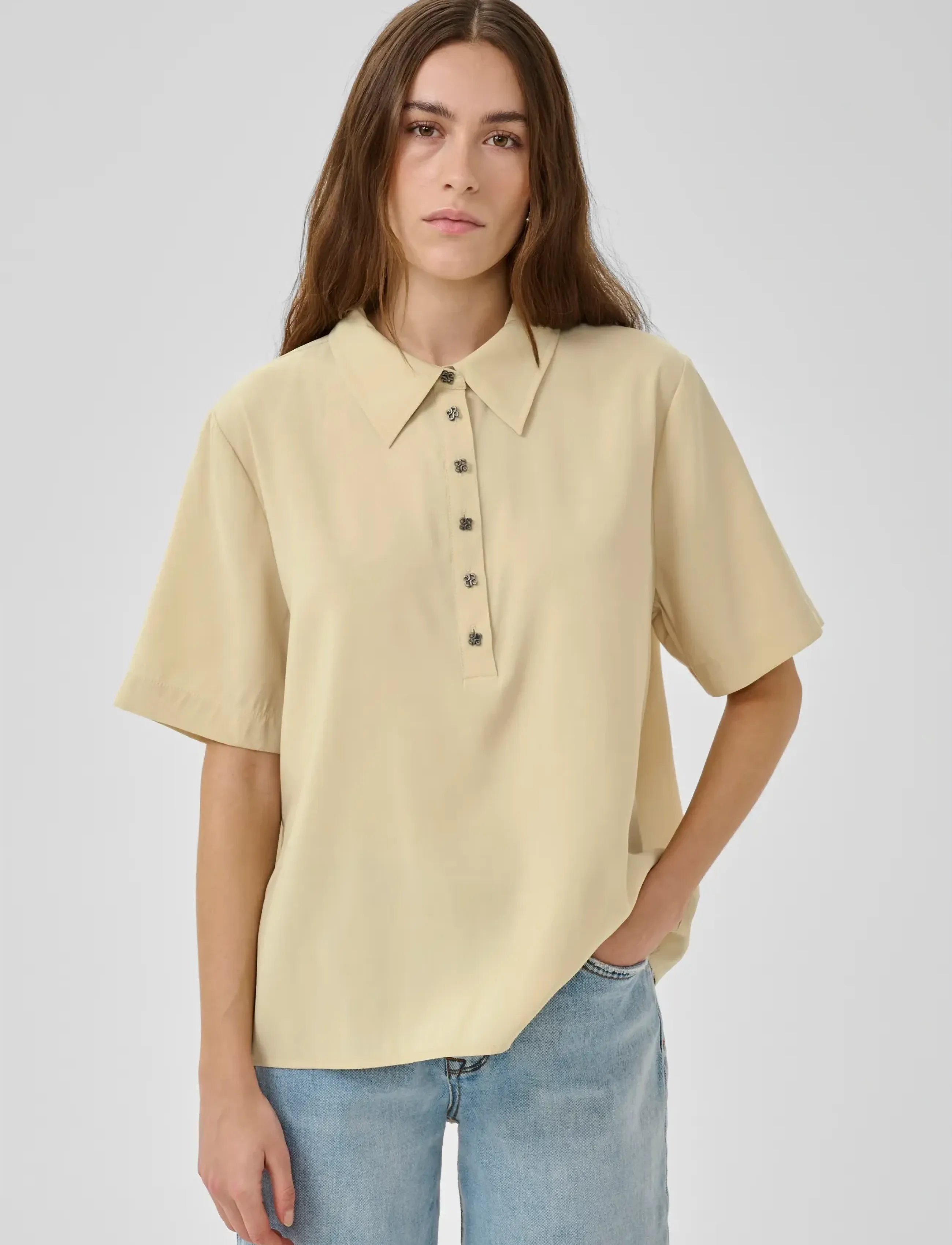 My Essential Wardrobe Mwmindy Polo Tee, 42, Yellow, Skjorter > Kortærmede, Dame