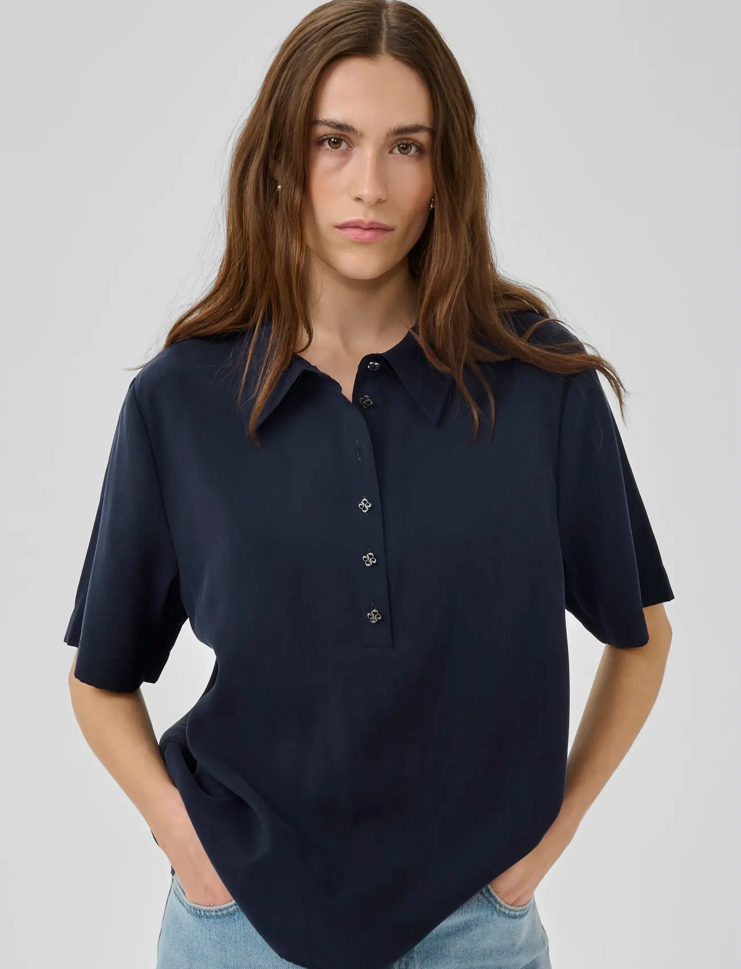 My Essential Wardrobe Mwmindy Polo Tee, 36, Navy, Skjorter > Kortærmede, Dame