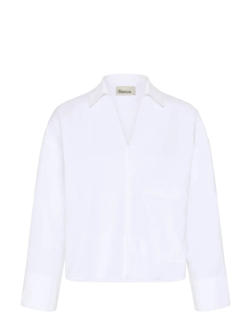 My Essential Wardrobe - MWSunna Boxy Short Shirt - langärmlige hemden - bright white - 1