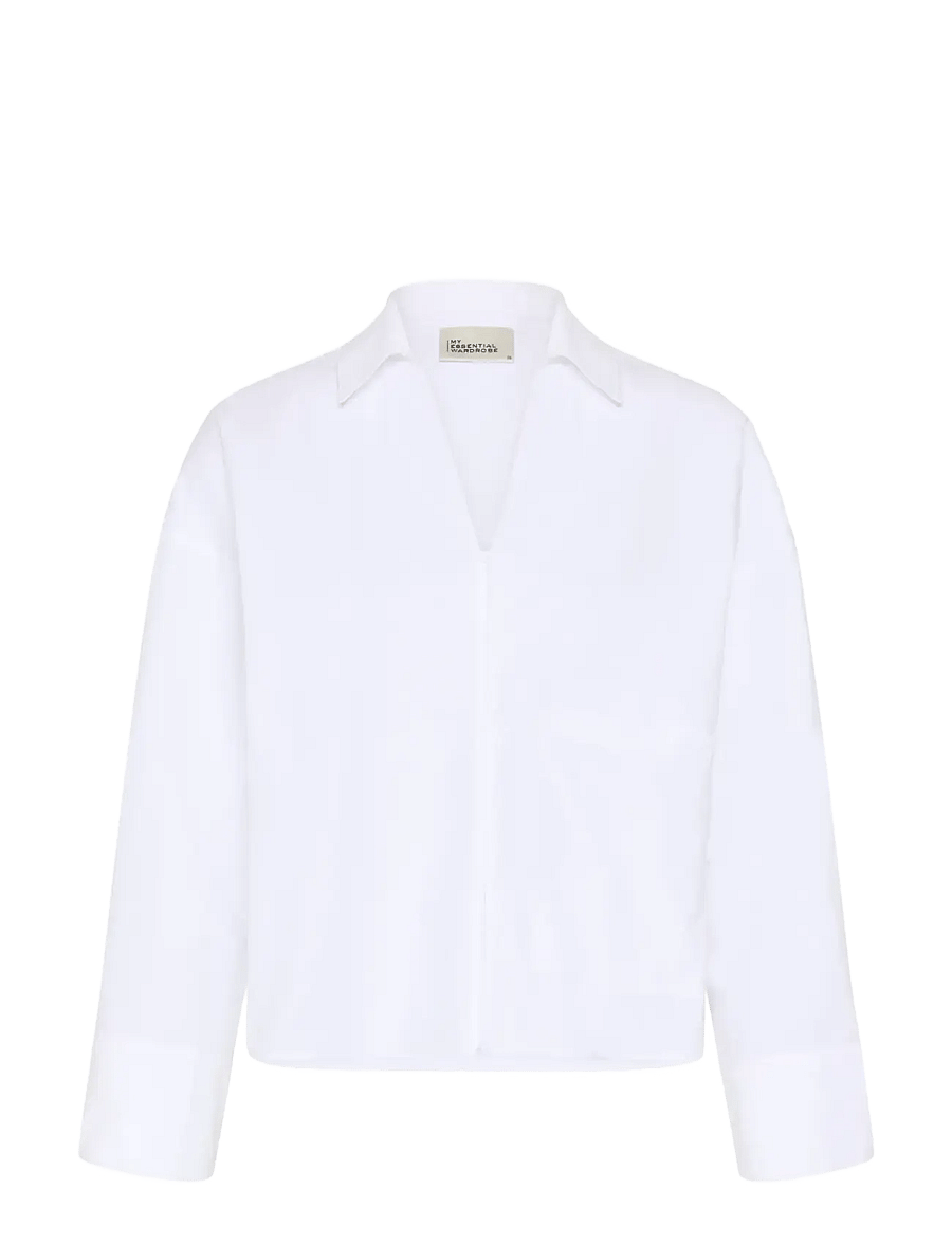 My Essential Wardrobe - MWSunna Boxy Short Shirt - langärmlige hemden - bright white - 1