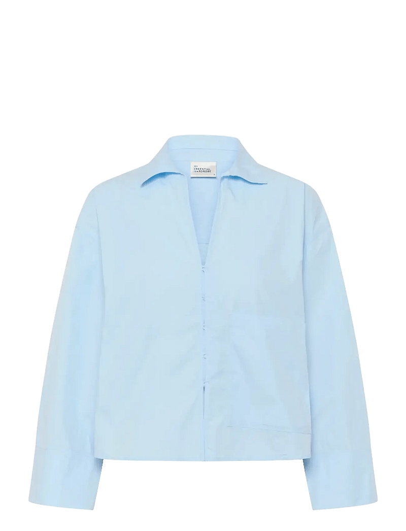 My Essential Wardrobe - MWSunna Boxy Short Shirt - langærmede skjorter - cashmere blue - 1