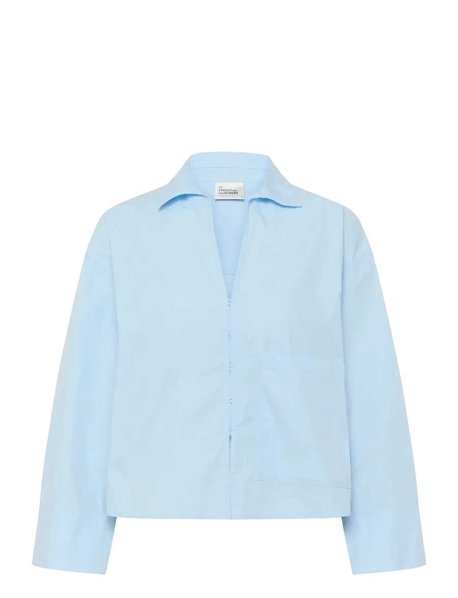 My Essential Wardrobe - MWSunna Boxy Short Shirt - langärmlige hemden - cashmere blue - 1